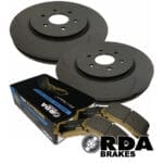 RDA R51 Front Slotted & Dimpled Brake Rotors with RDA Extreme Brake Pads - Nissan Pathfinder R51 2WD & 4WD 2.5TD, 4.0L 296mm 2005 onwards