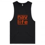 Navlife Mens Barnard Tank - Black (Blood Orange Print) Style 2