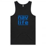 Navlife Mens Lowdown Singlet - Black (Blue Print) Style 2