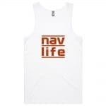Navlife Mens Lowdown Singlet - White (Blood Orange Print) Style 2