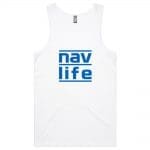Navlife Mens Lowdown Singlet - White (Blue Print) Style 2