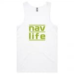 Navlife Mens Lowdown Singlet - White (Lime Print) Style 2