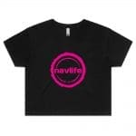 Navlife Ladies Crop Tee - Black (Pink Print) Style 1
