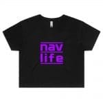 Navlife Ladies Crop Tee - Black (Purple Print) Style 2