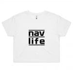 Navlife Ladies Crop Tee - White (Black Print) Style 2