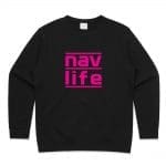 Navlife Womens Premium Crew Jumper - Black (Pink Print) Style 2