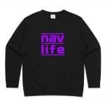 Navlife Womens Premium Crew Jumper - Black (Purple Print) Style 2