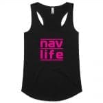Navlife Ladies Racerback Singlet - Black (Pink Print) Style 2