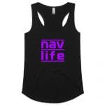 Navlife Ladies Racerback Singlet - Black (Purple Print) Style 2