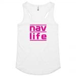 Navlife Ladies Racerback Singlet - White (Pink Print) Style 2